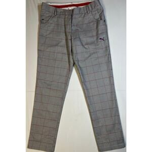 Puma golf preppy pants pink/grey plaid pattern Women's size 8